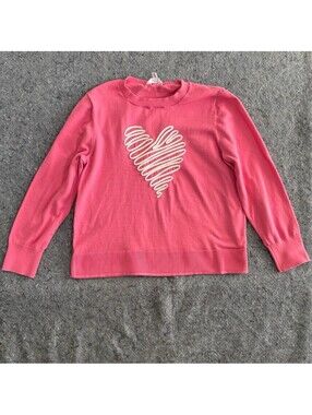 Time and Tru Womens XXL Sweater Pink Heart Merino Wool Blend Crewneck Valentine